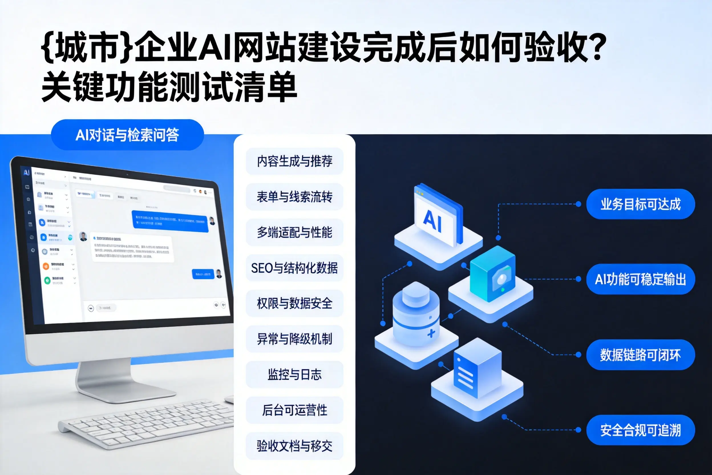 铜川企业AI网站建设完成后如何验收？关键功能测试清单