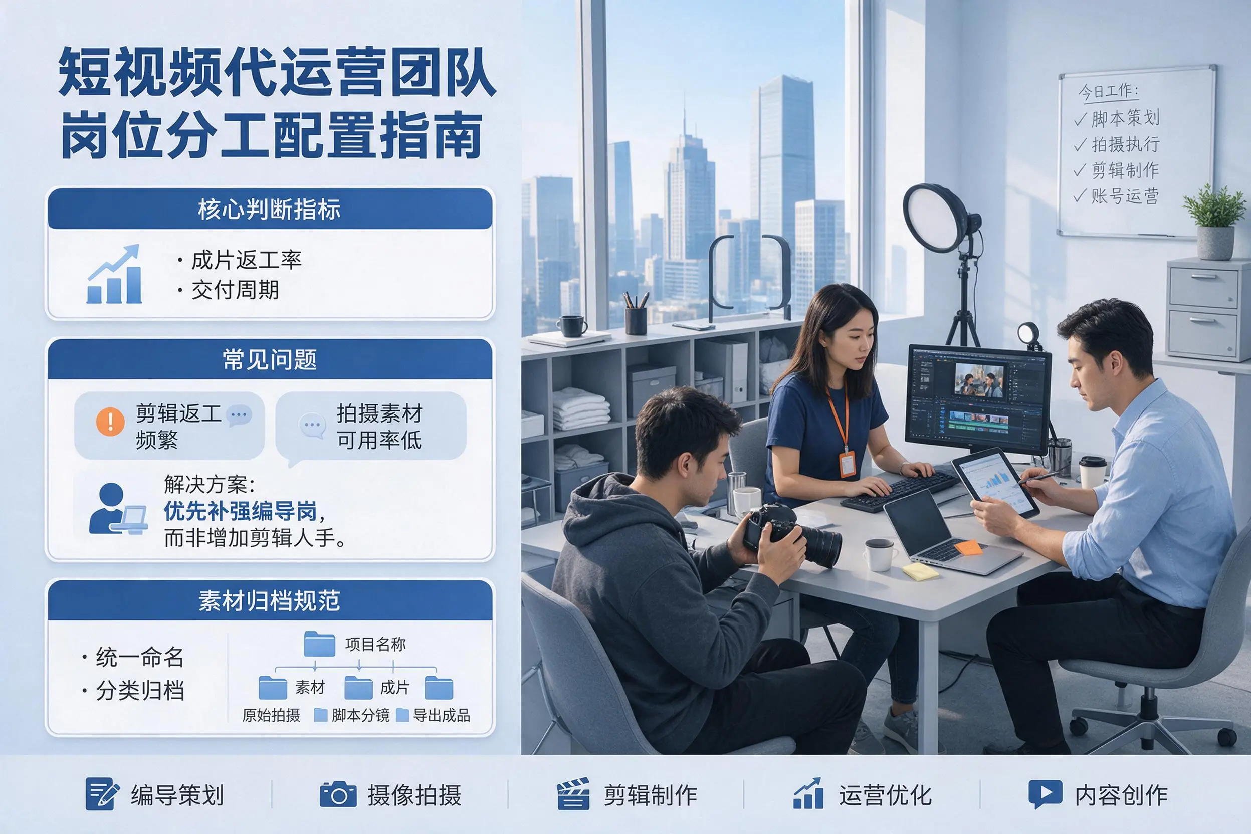 短视频代运营团队如何配置?铜川企业岗位分工科普说明