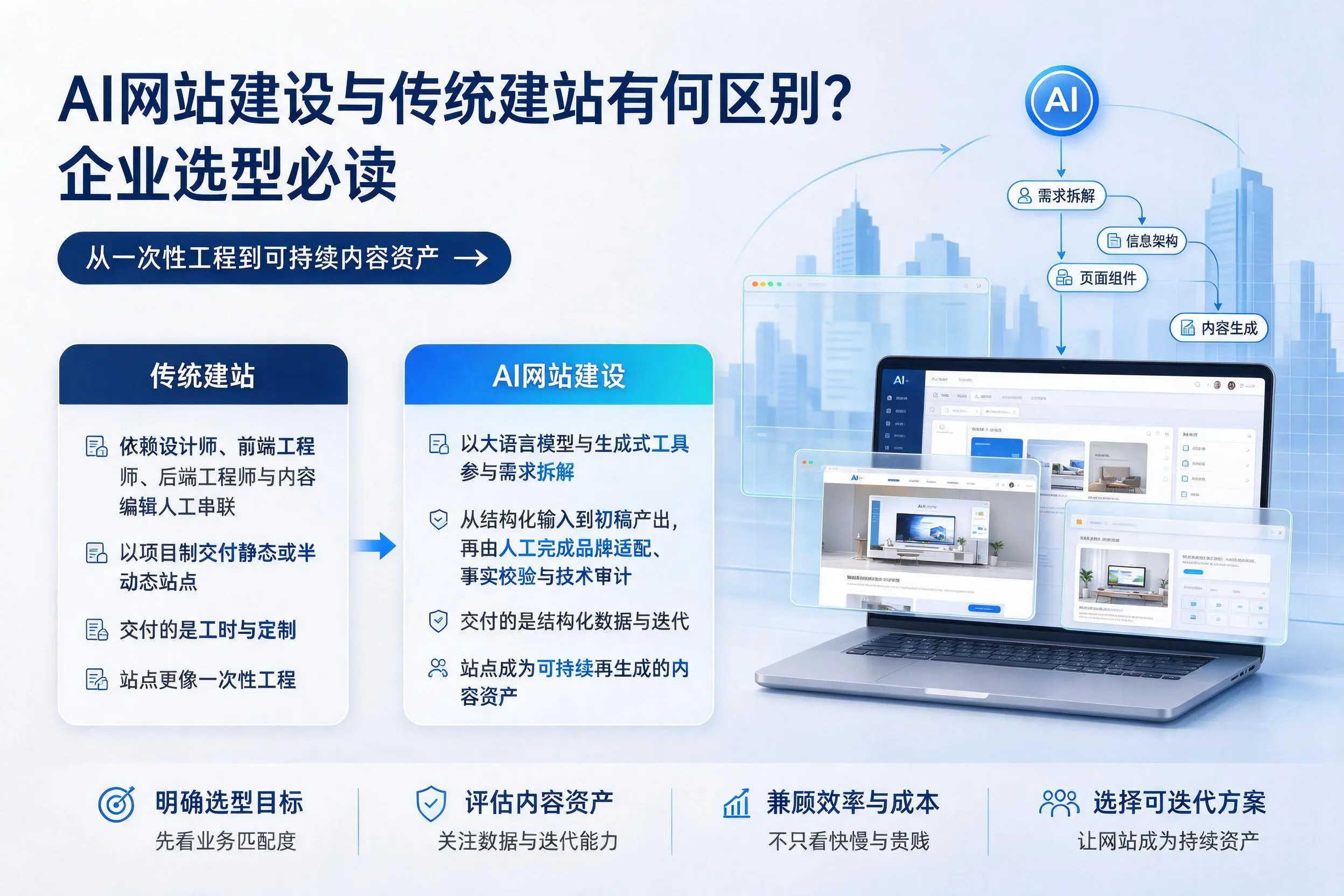 AI网站建设与传统建站有何区别?铜川企业选型必读