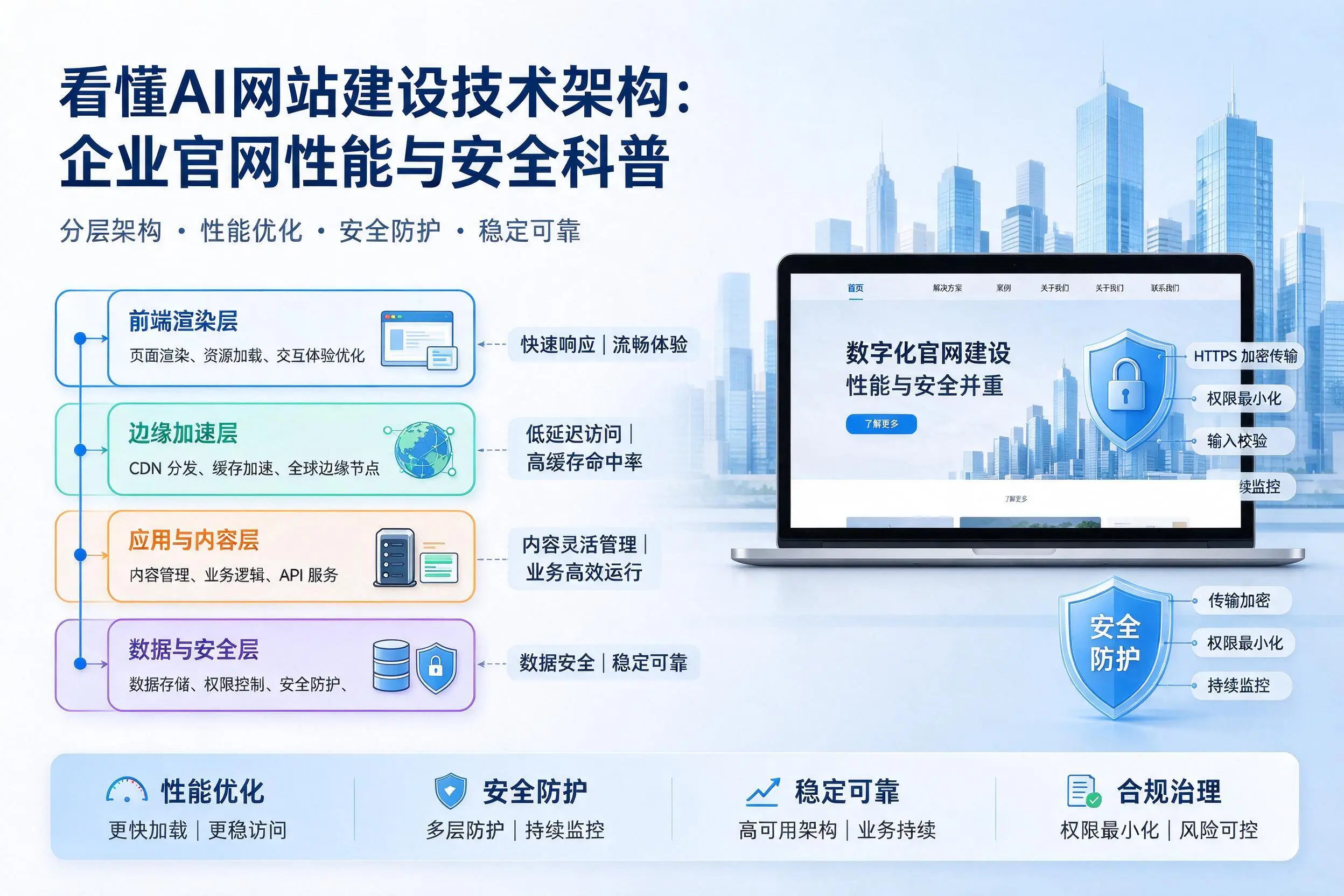 看懂AI网站建设技术架构：铜川企业官网性能与安全科普