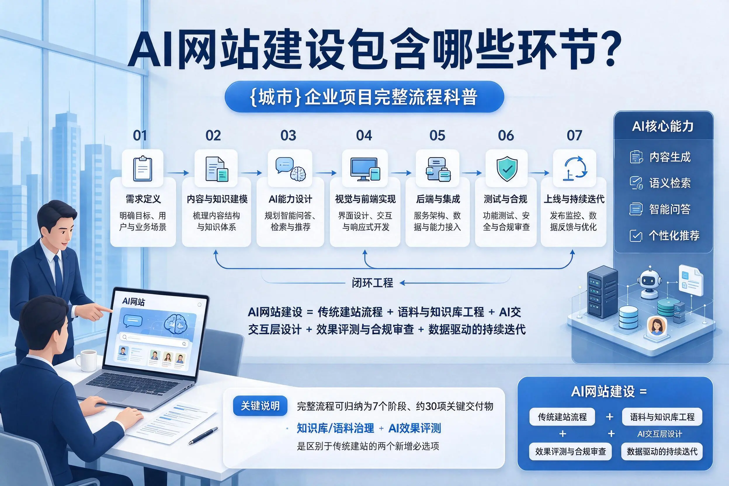 AI网站建设包含哪些环节?铜川企业项目完整流程科普